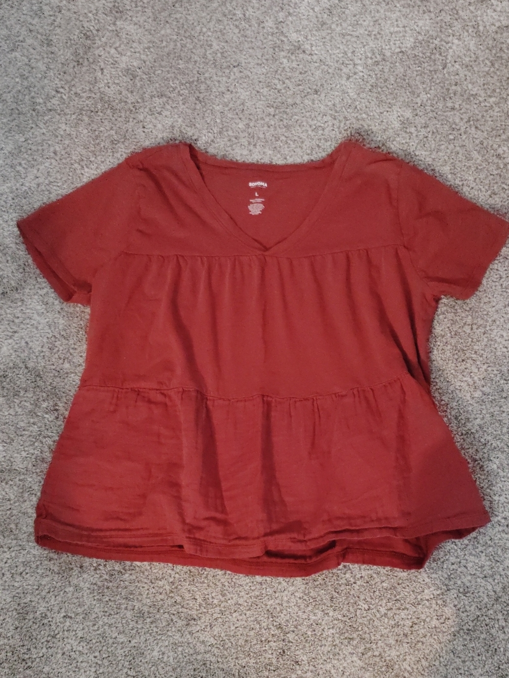 Sonoma Rust Red Tiered V-Neck Tunic